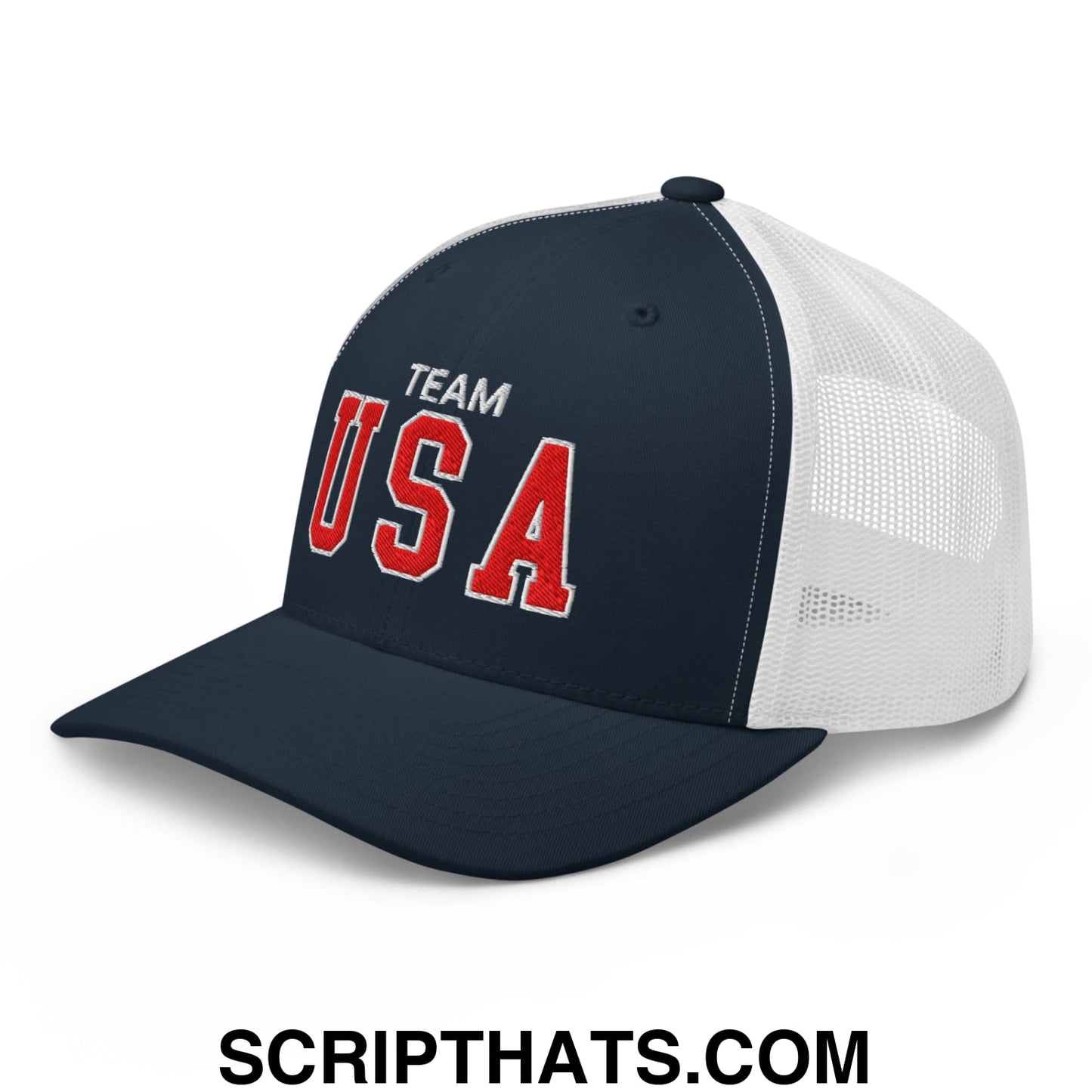 Team USA Embroidered Mesh Trucker Hat Navy White