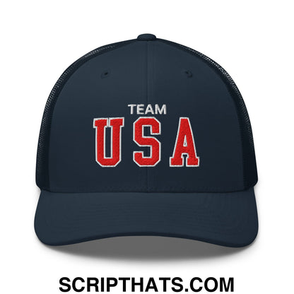 Team USA Embroidered Mesh Trucker Hat Navy