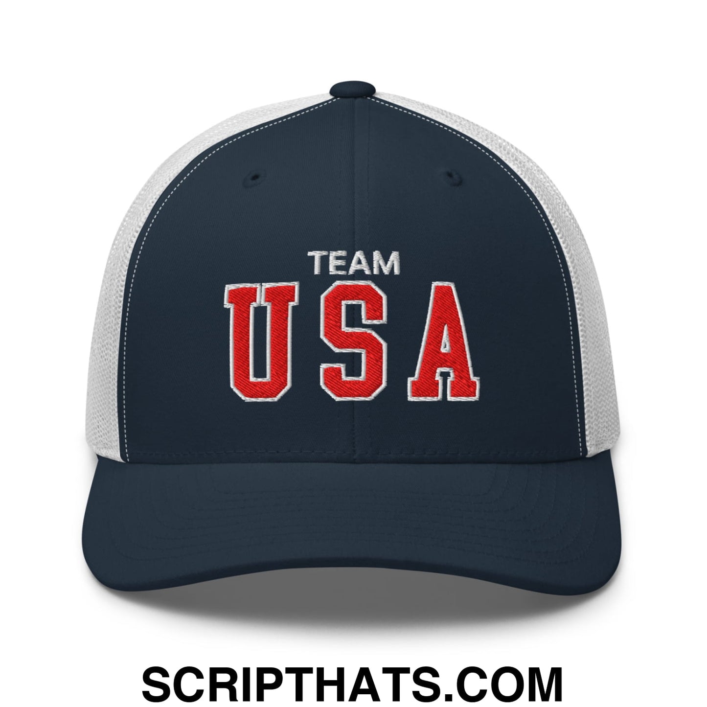 Team USA Embroidered Mesh Trucker Hat Navy White