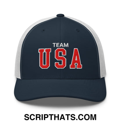 Team USA Embroidered Mesh Trucker Hat Navy White