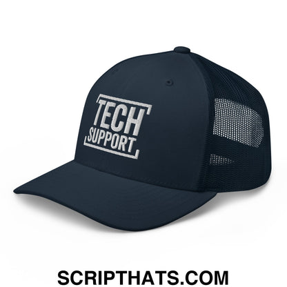 Tech Support Embroidered Mesh Trucker Hat Navy