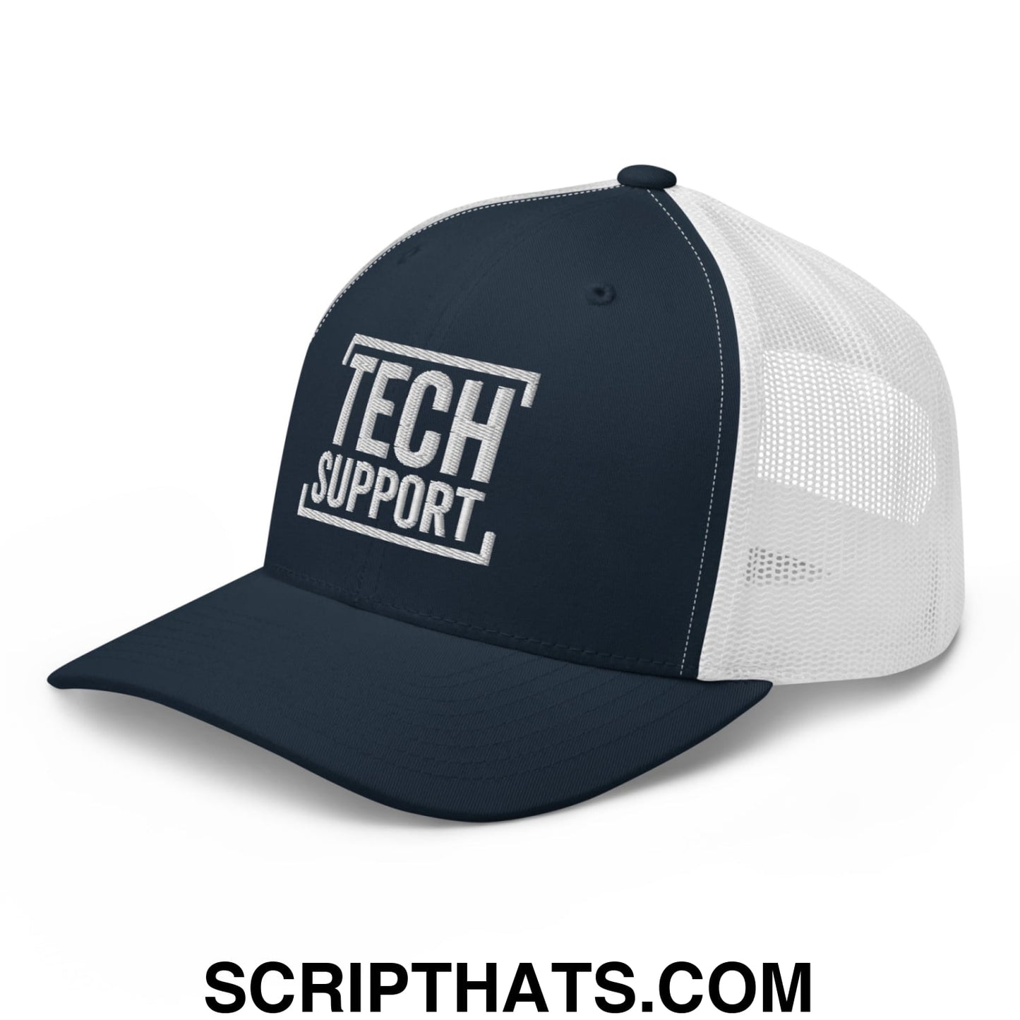 Tech Support Embroidered Mesh Trucker Hat Navy White
