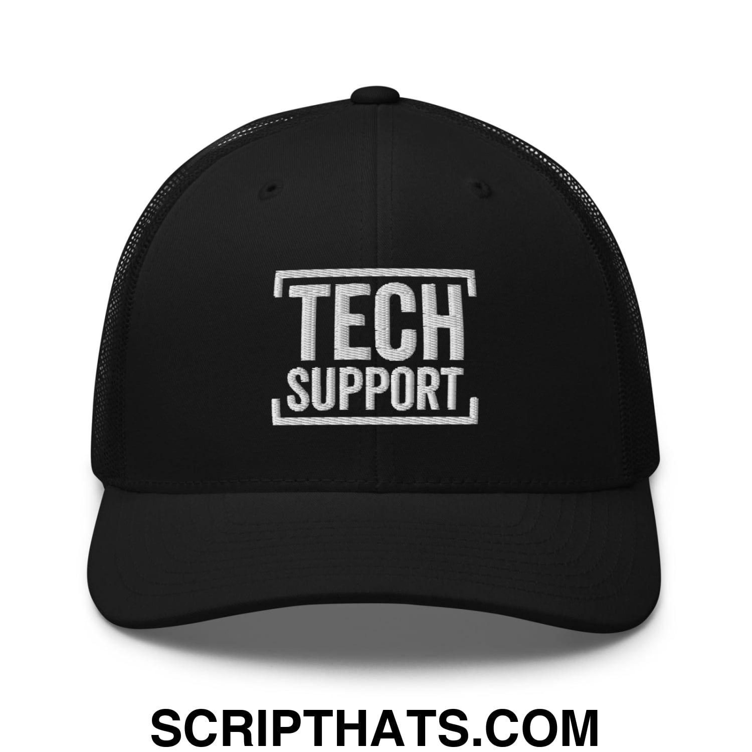Tech Support Embroidered Mesh Trucker Hat Black