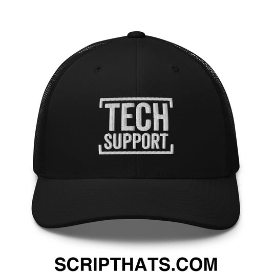 Tech Support Embroidered Mesh Trucker Hat Black