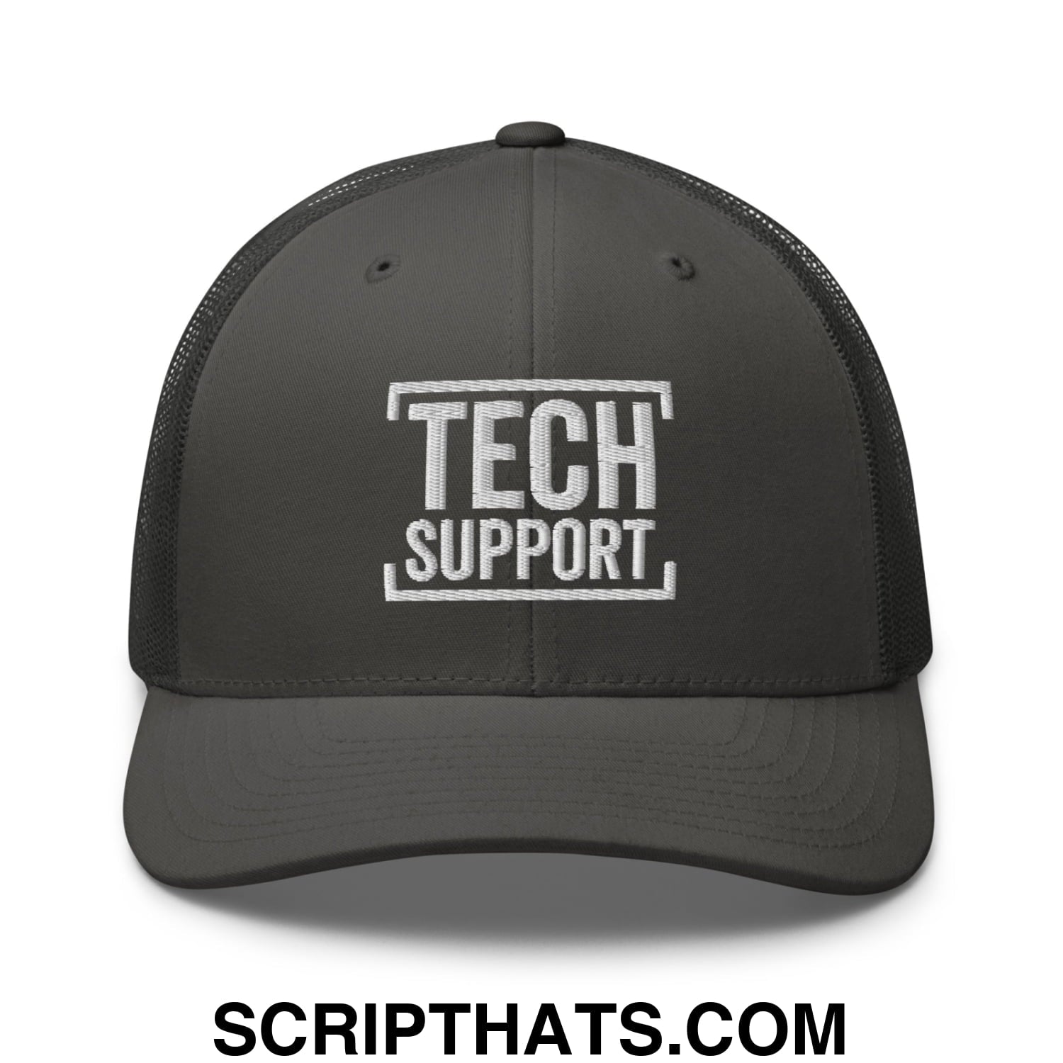 Tech Support Embroidered Mesh Trucker Hat Charcoal