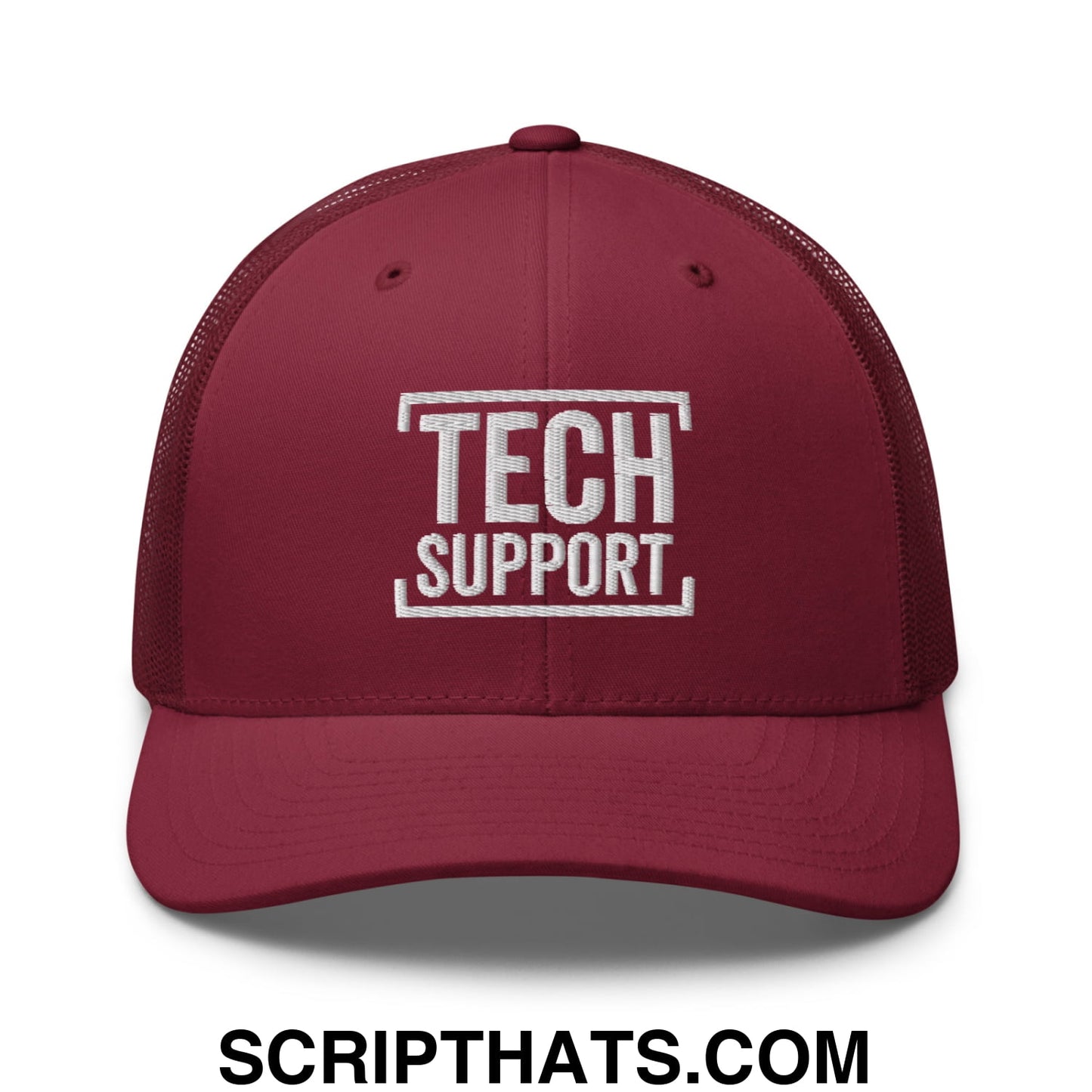 Tech Support Embroidered Mesh Trucker Hat Cranberry