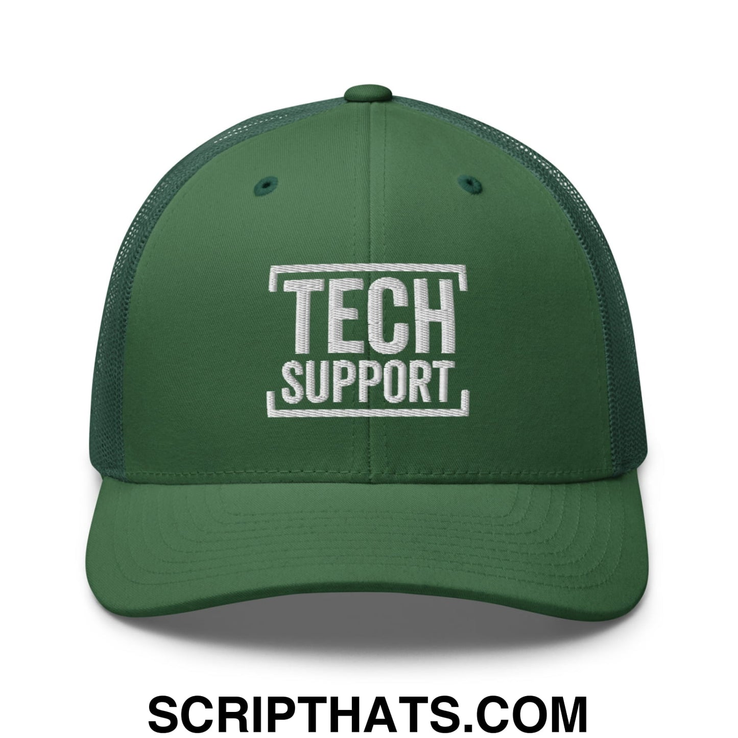 Tech Support Embroidered Mesh Trucker Hat Evergreen