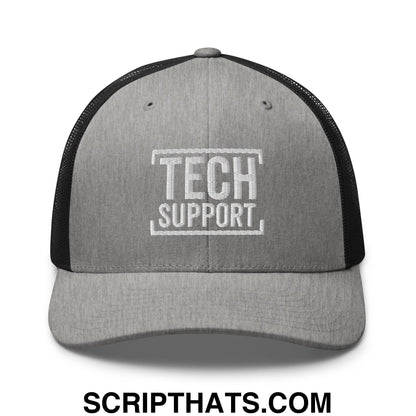 Tech Support Embroidered Mesh Trucker Hat Heather Black