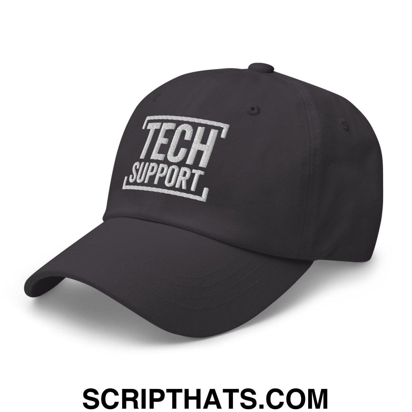 Tech Support Embroidered Unstructured Dad Hat Dark Grey