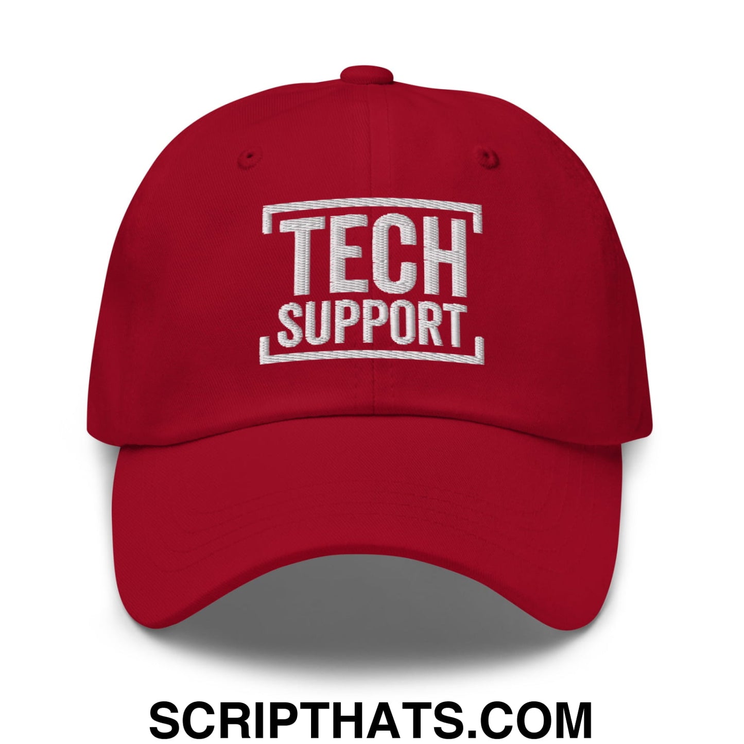 Tech Support Embroidered Unstructured Dad Hat Cranberry