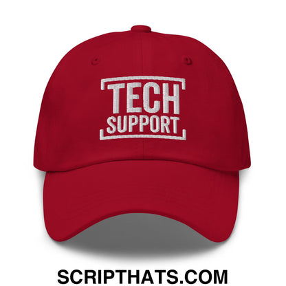 Tech Support Embroidered Unstructured Dad Hat Cranberry