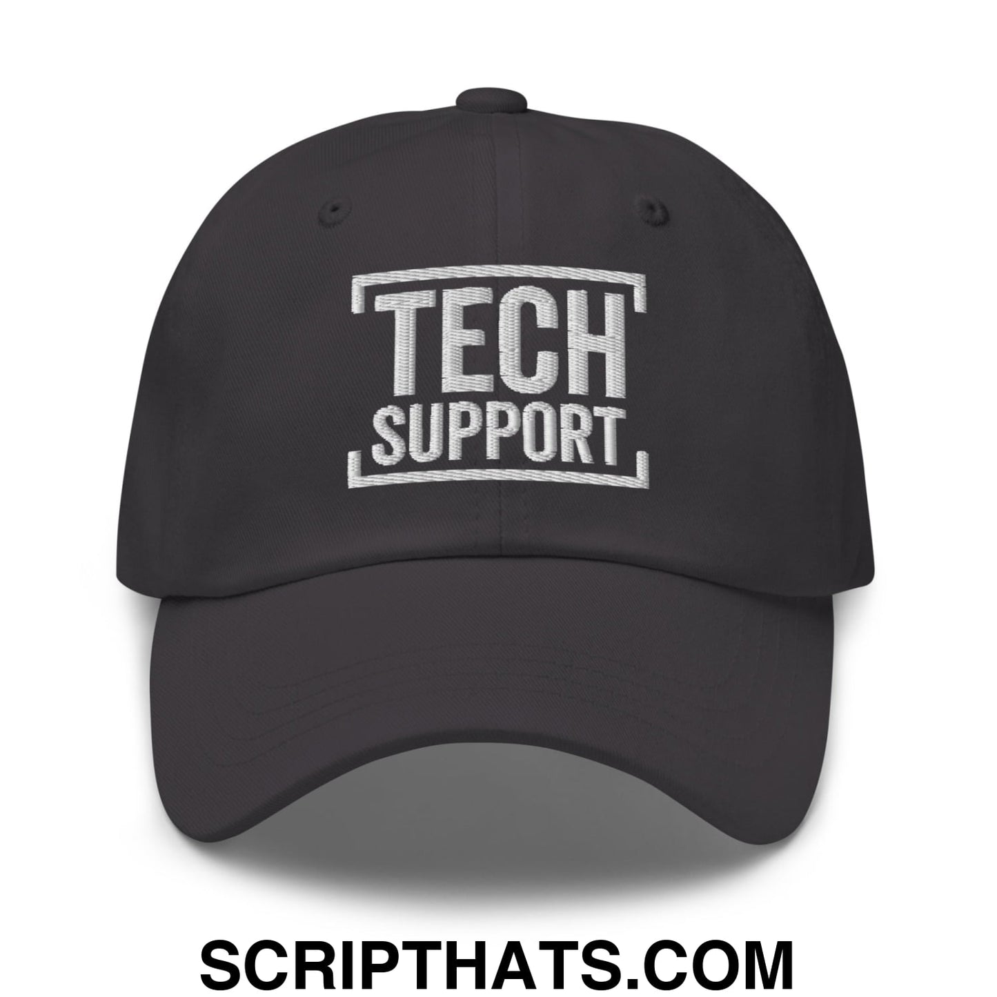Tech Support Embroidered Unstructured Dad Hat Dark Grey