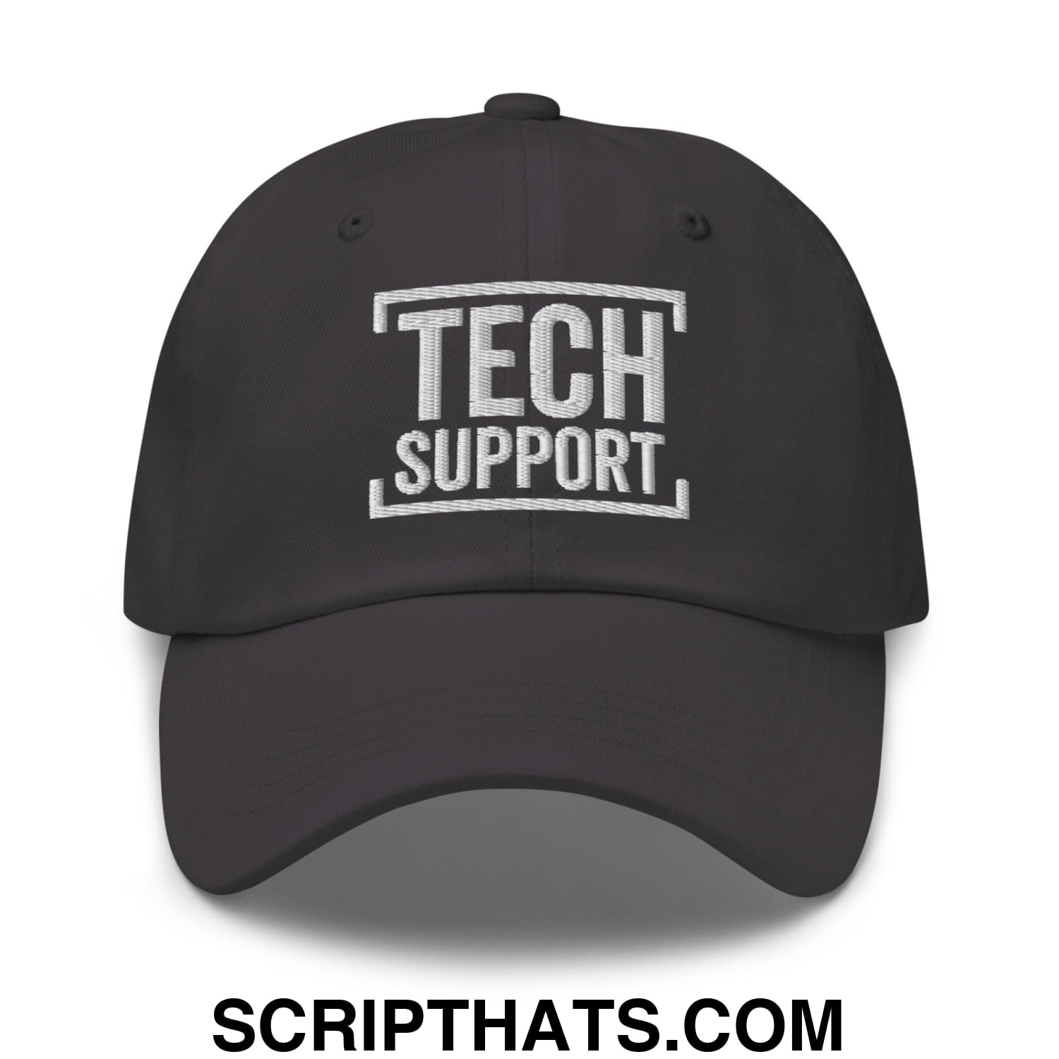 Tech Support Embroidered Unstructured Dad Hat Dark Grey