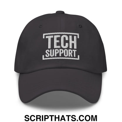 Tech Support Embroidered Unstructured Dad Hat Dark Grey