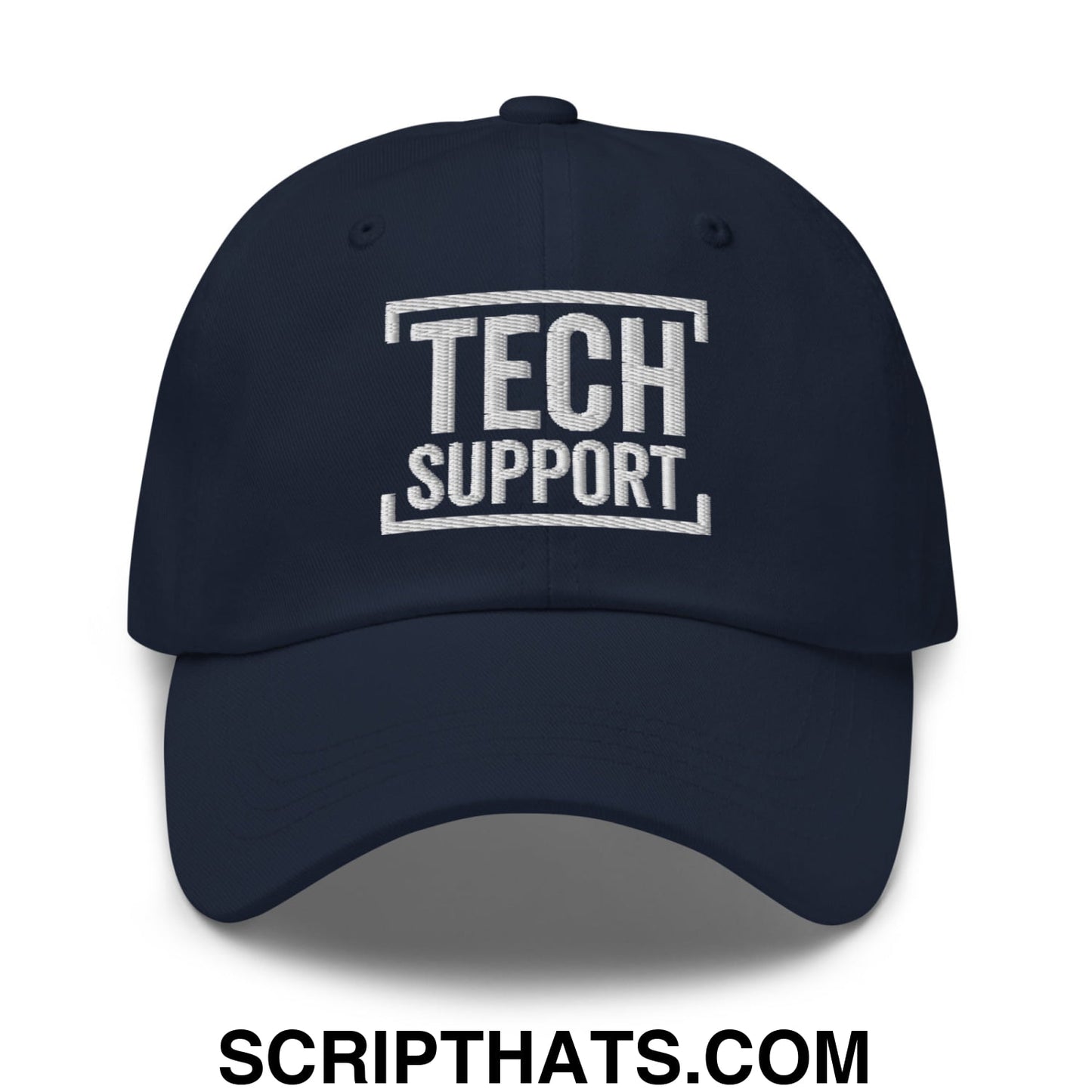 Tech Support Embroidered Unstructured Dad Hat Navy