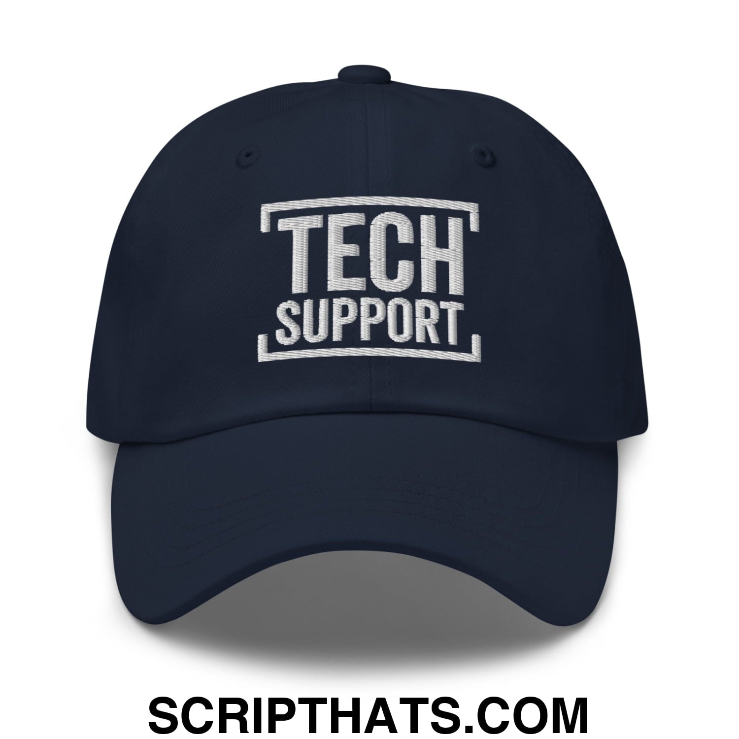 Tech Support Embroidered Unstructured Dad Hat Navy
