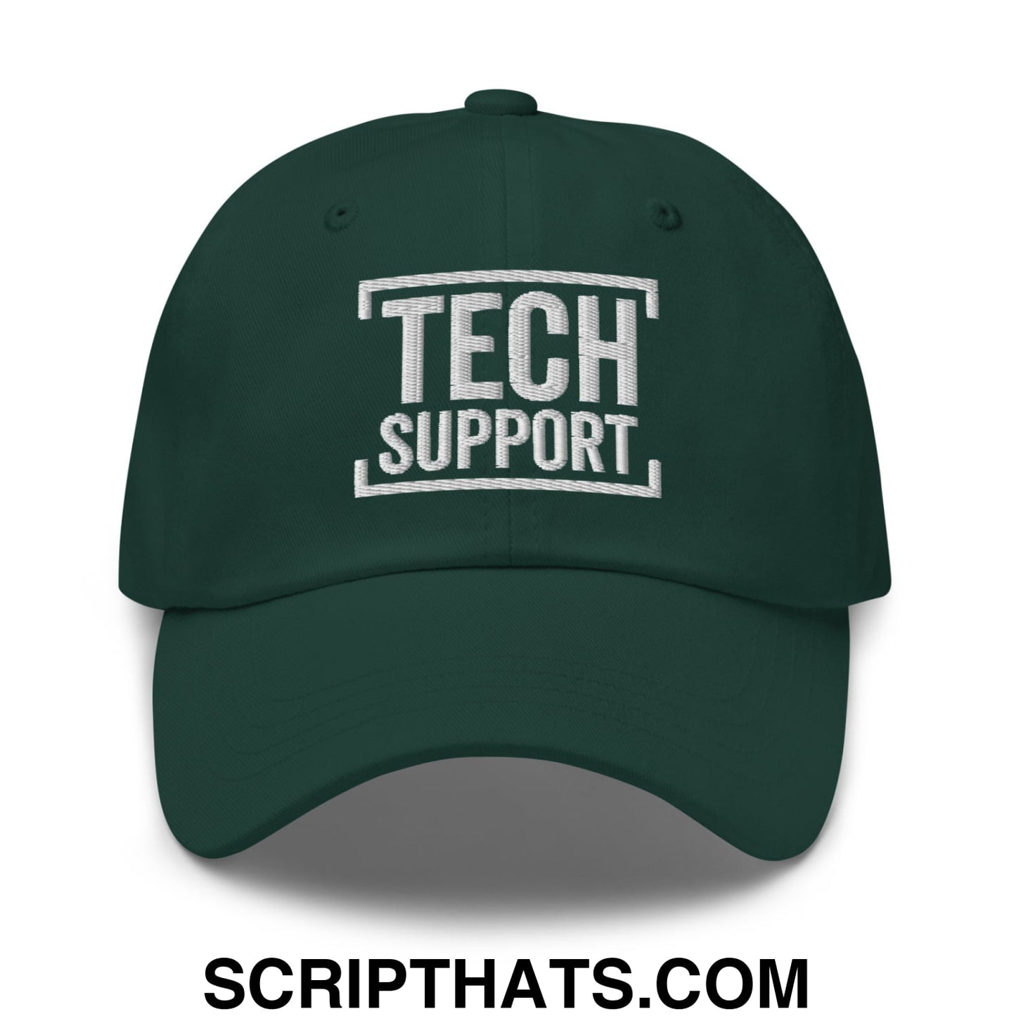 Tech Support Embroidered Unstructured Dad Hat Spruce
