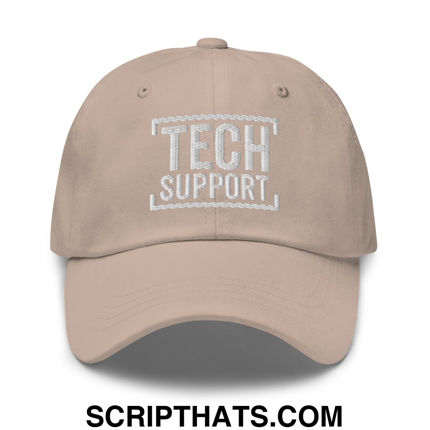 Tech Support Embroidered Unstructured Dad Hat Stone