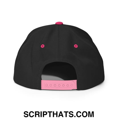 Techno is My Boyfriend Embroidered Flat Bill Brim Snapback Hat Black Neon Pink