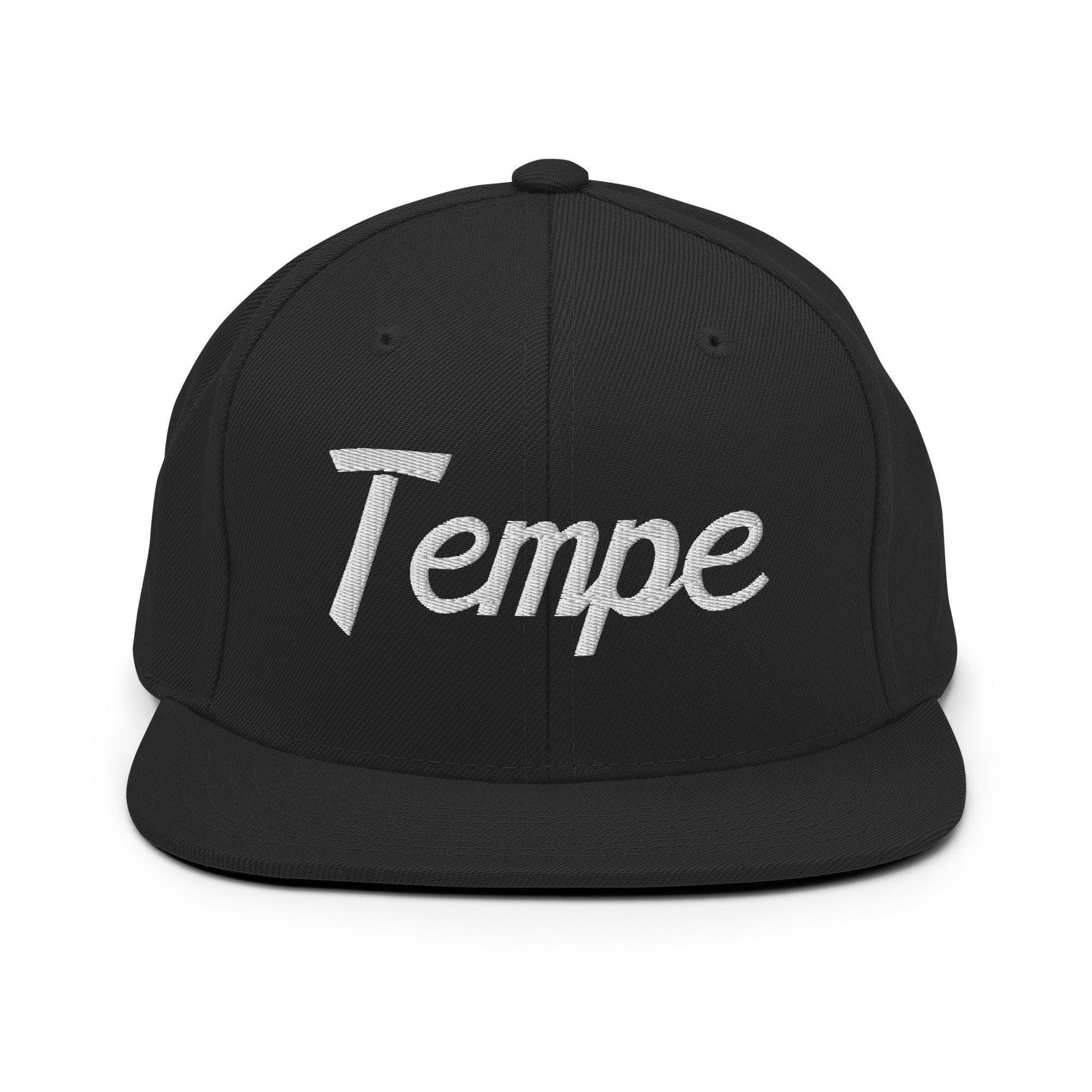 Tempe Script Snapback Hat Black