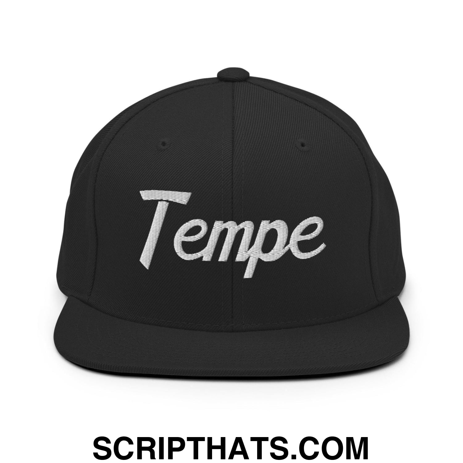 Tempe Script Snapback Hat Black