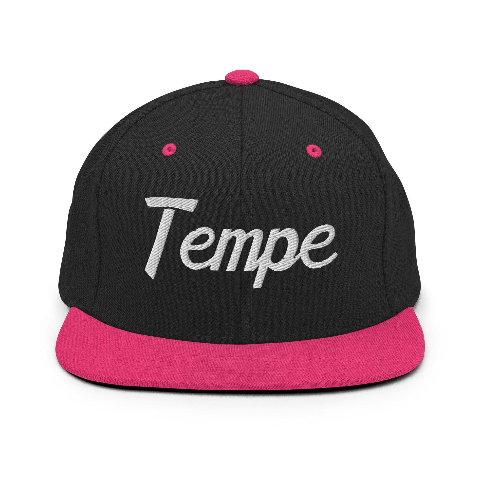 Tempe Script Snapback Hat Black Neon Pink