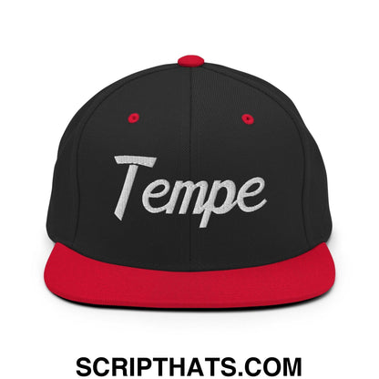 Tempe Script Snapback Hat Black Red