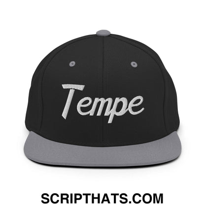 Tempe Script Snapback Hat Black Silver
