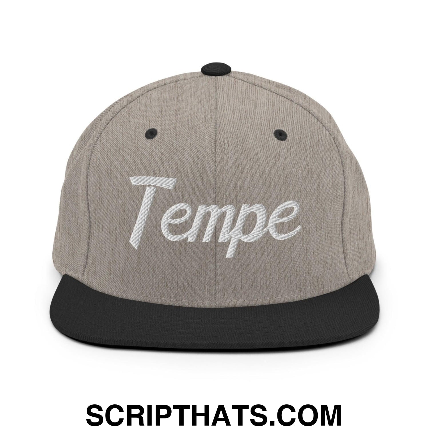 Tempe Script Snapback Hat Heather Black