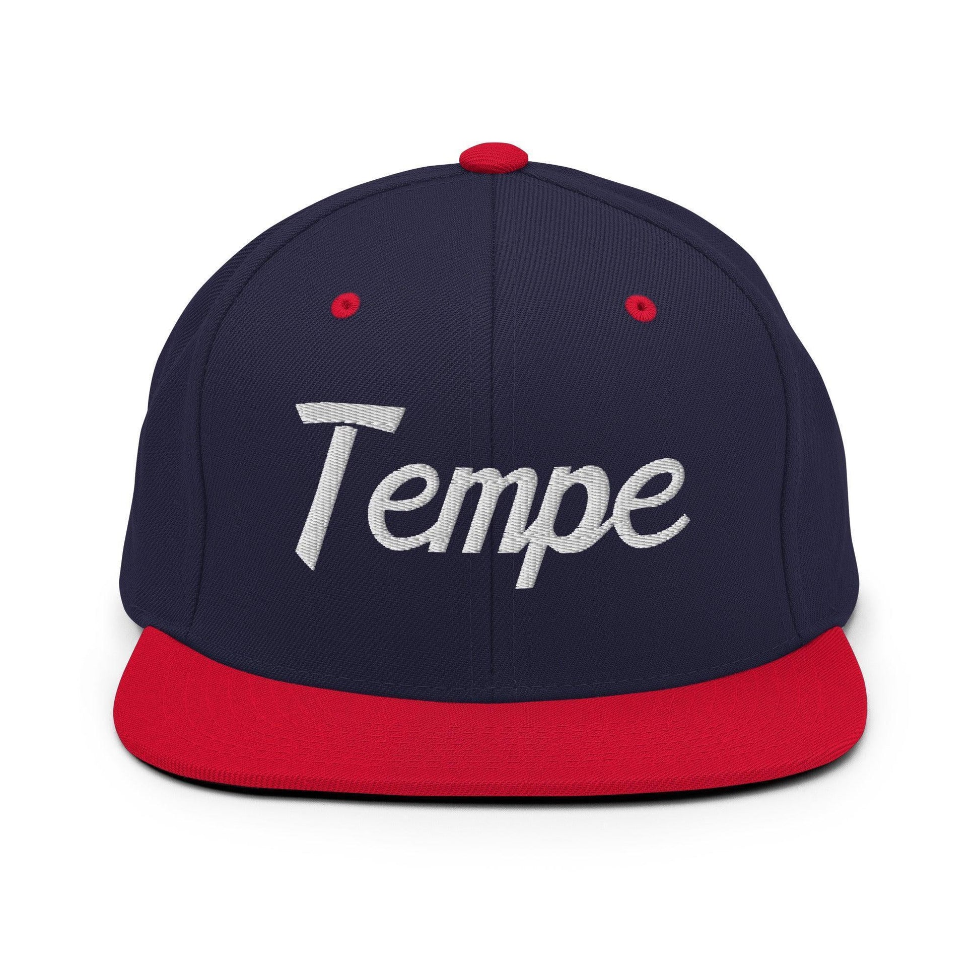 Tempe Script Snapback Hat Navy Red