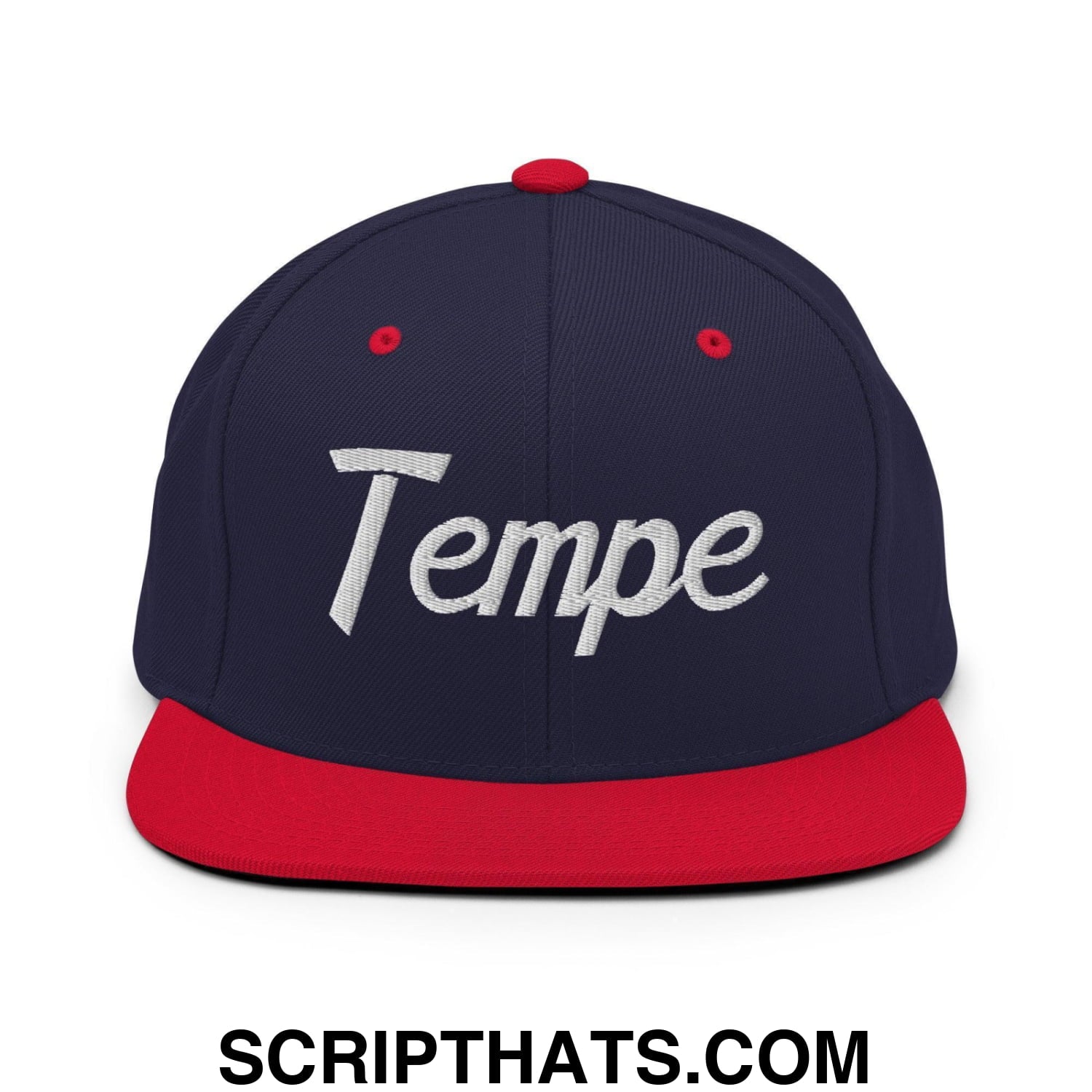 Tempe Script Snapback Hat Navy Red