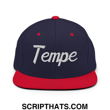 Tempe Script Snapback Hat Navy Red