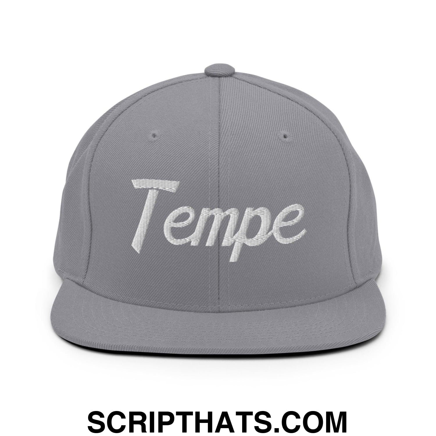 Tempe Script Snapback Hat Silver
