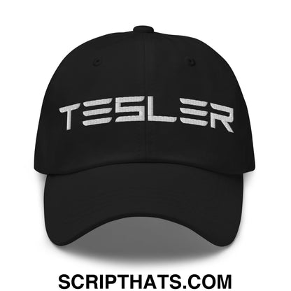 TESLER Embroidered Unstructured Dad Hat Black
