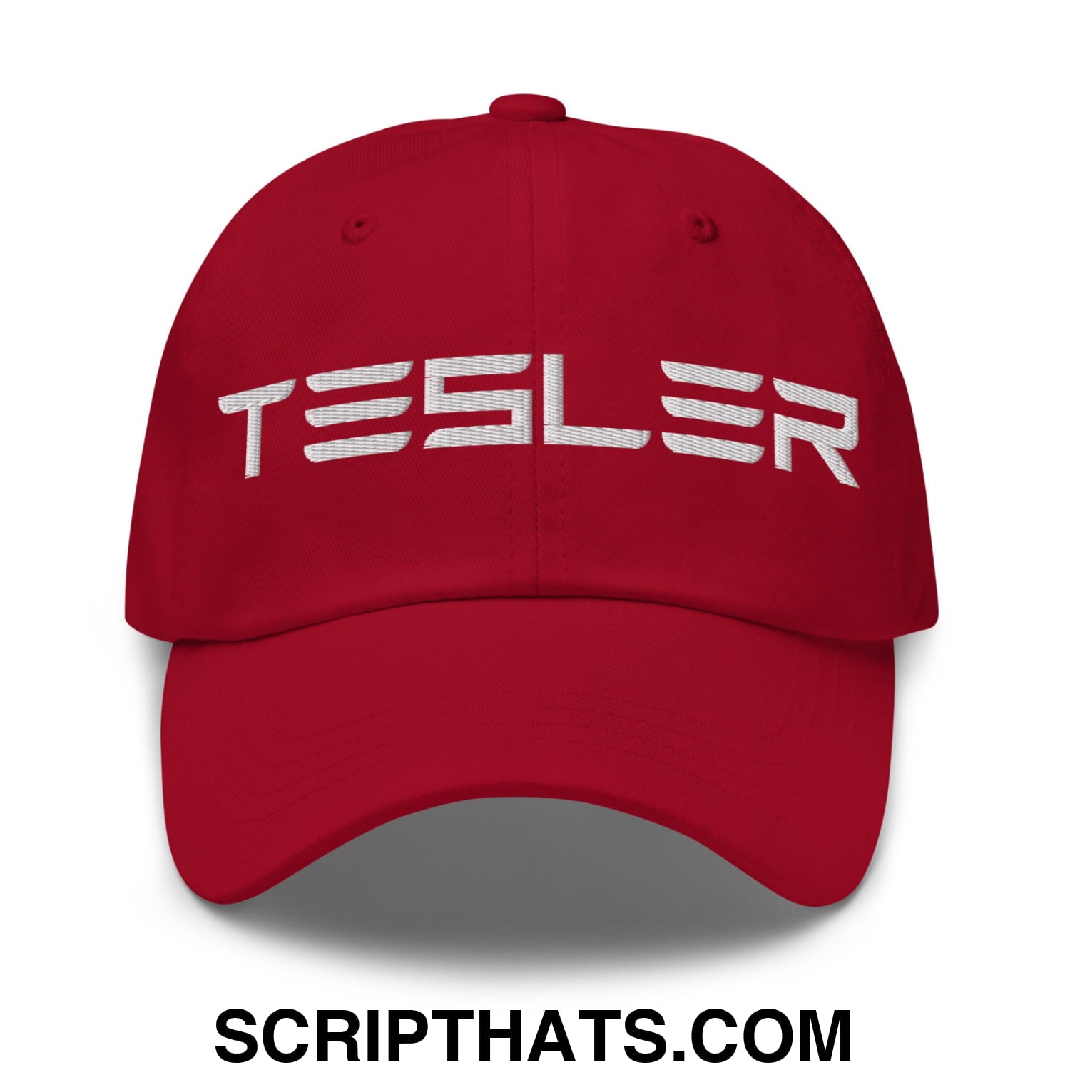TESLER Embroidered Unstructured Dad Hat Cranberry