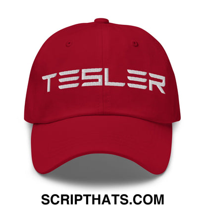 TESLER Embroidered Unstructured Dad Hat Cranberry