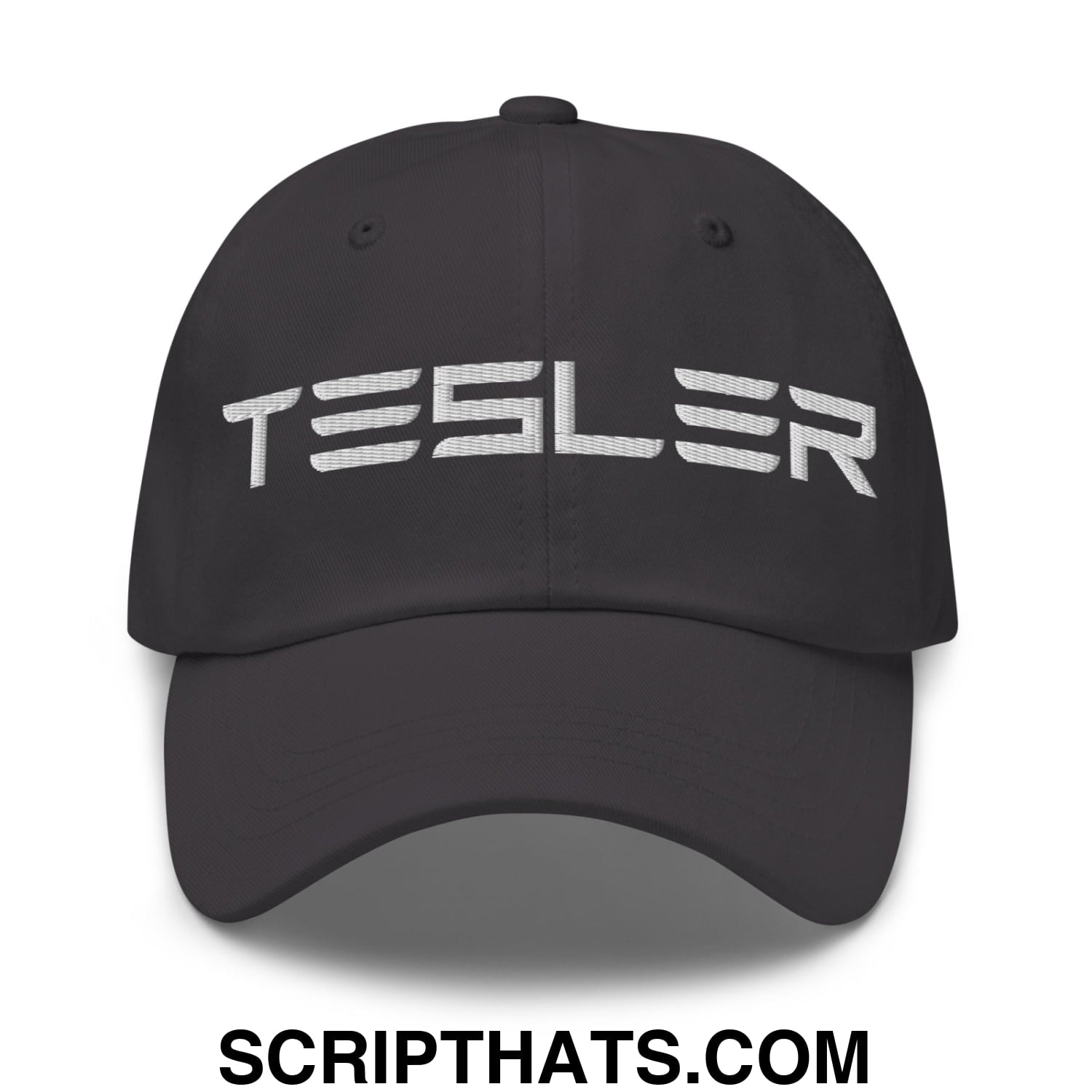 TESLER Embroidered Unstructured Dad Hat Dark Grey