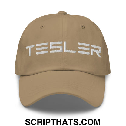 TESLER Embroidered Unstructured Dad Hat Khaki