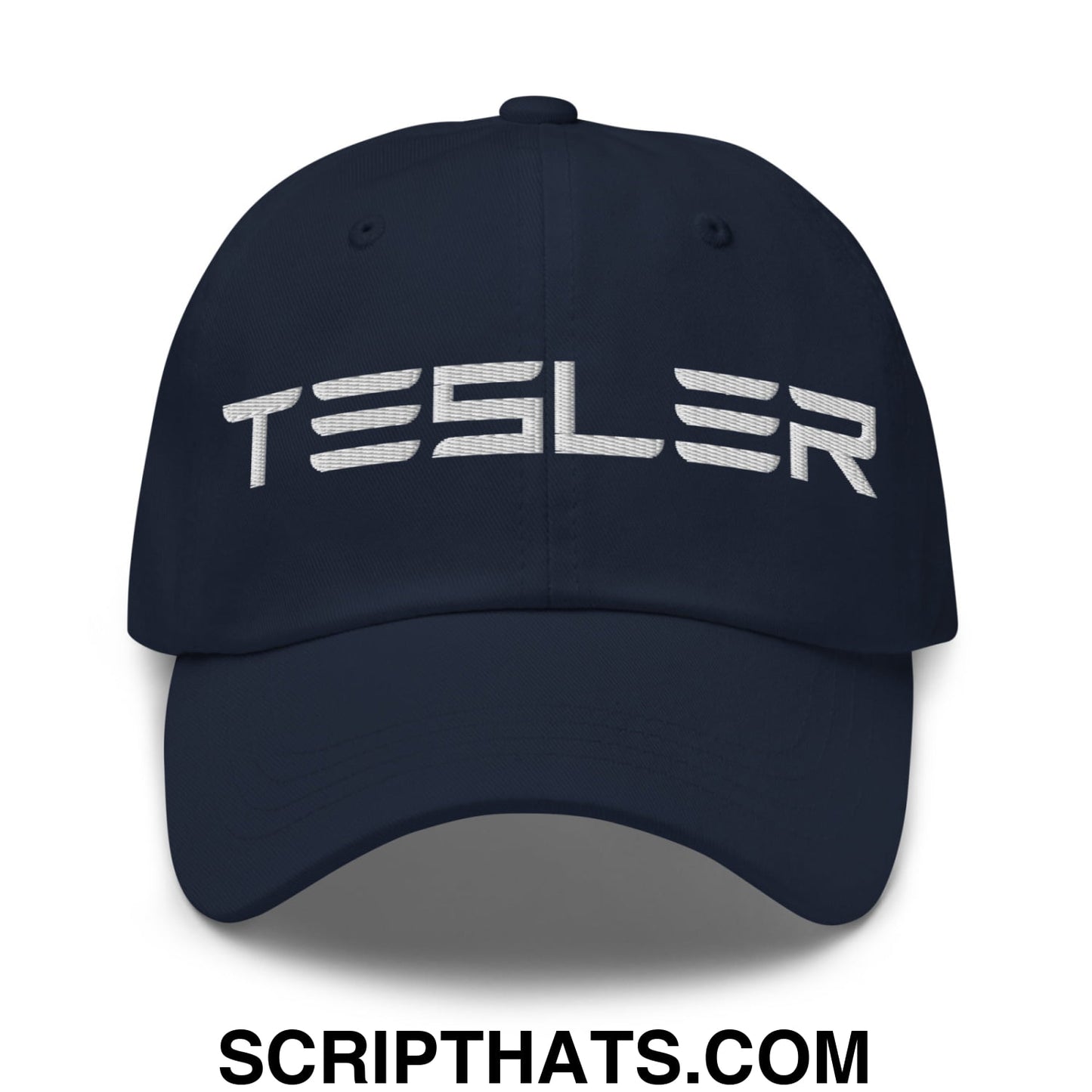 TESLER Embroidered Unstructured Dad Hat Navy