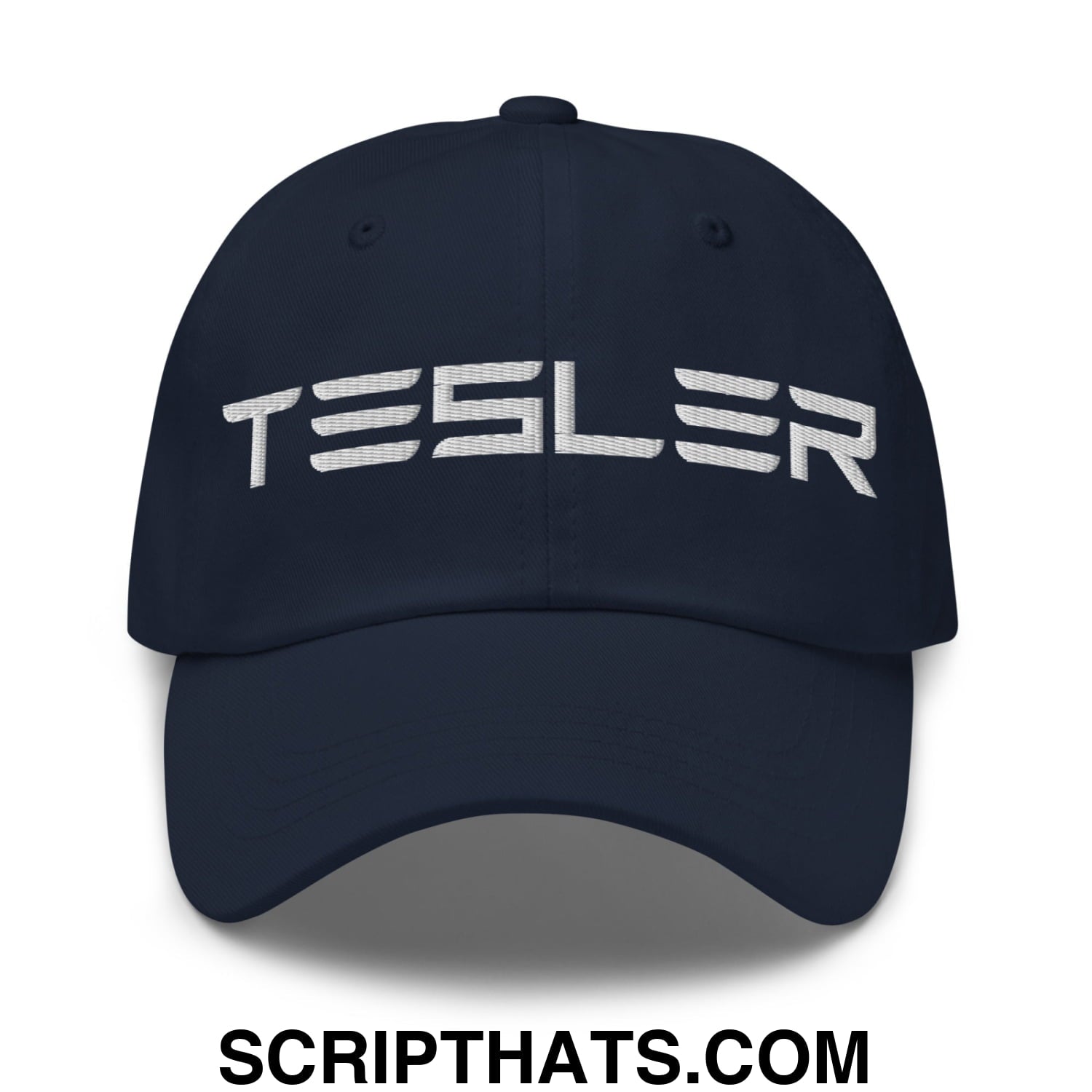 TESLER Embroidered Unstructured Dad Hat Navy