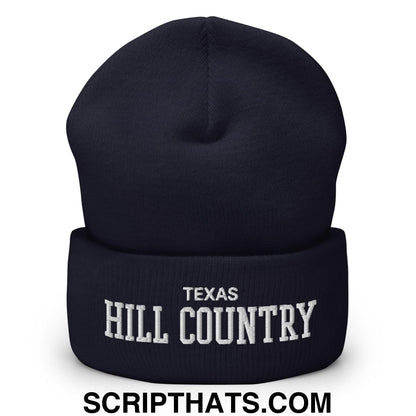Texas Hill Country Varsity College Block Embroidered Knit Cuffed Beanie Navy