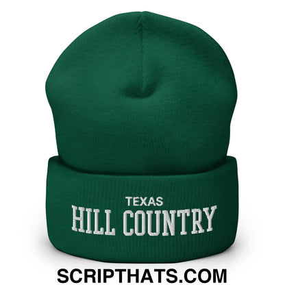 Texas Hill Country Varsity College Block Embroidered Knit Cuffed Beanie Spruce