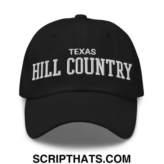 Texas Hill Country Varsity College Block Embroidered Unstructured Dad Hat Black