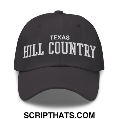 Texas Hill Country Varsity College Block Embroidered Unstructured Dad Hat Dark Grey