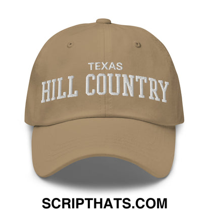 Texas Hill Country Varsity College Block Embroidered Unstructured Dad Hat Khaki