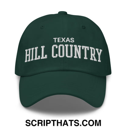 Texas Hill Country Varsity College Block Embroidered Unstructured Dad Hat Spruce