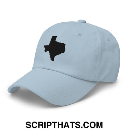 Texas State Silhouette Black Embroidered Unstructured Dad Hat Light Blue