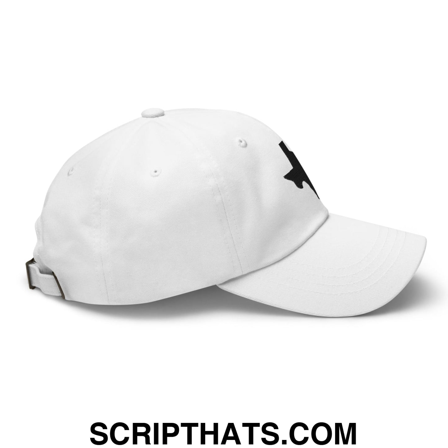 Texas State Silhouette Black Embroidered Unstructured Dad Hat White