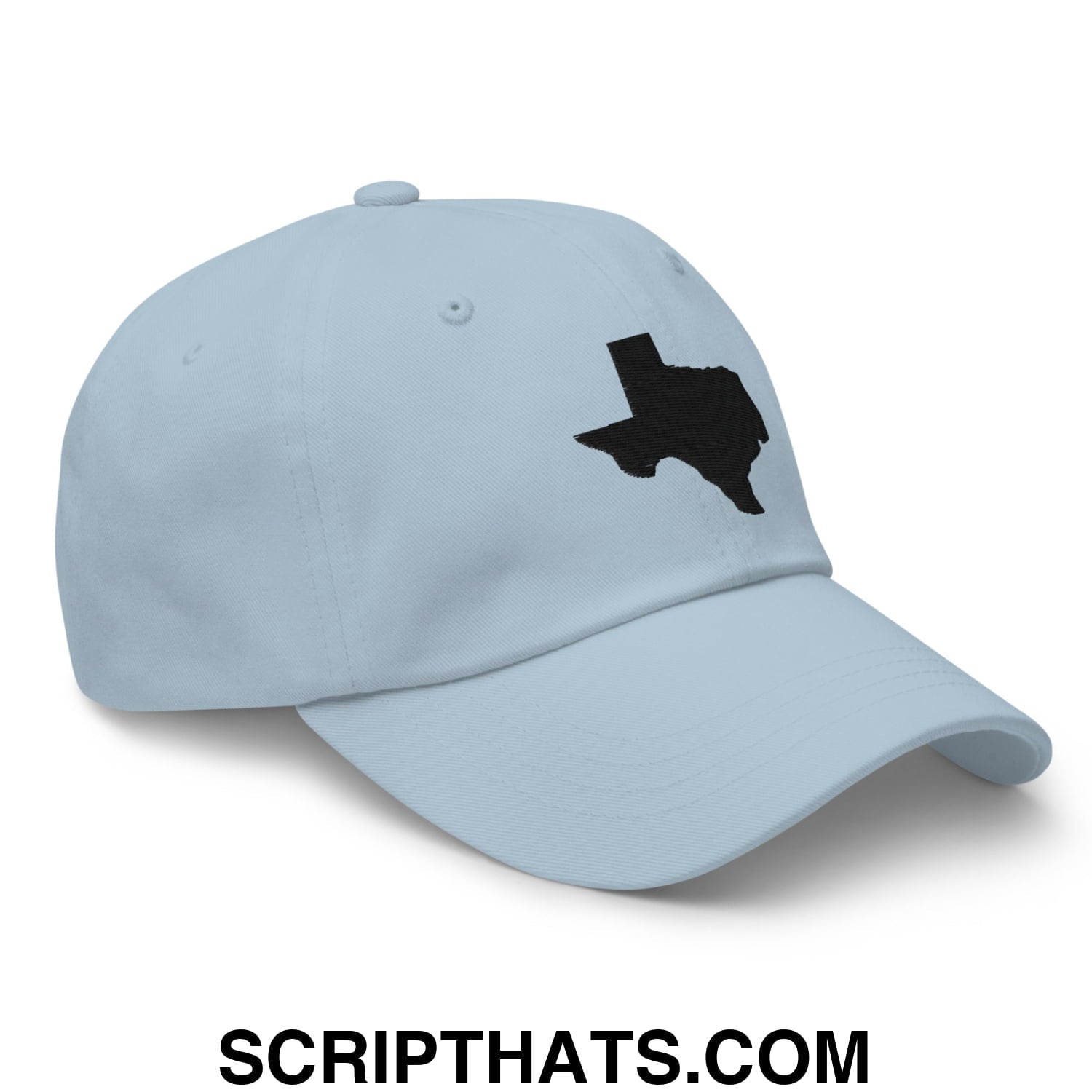 Texas State Silhouette Black Embroidered Unstructured Dad Hat Light Blue
