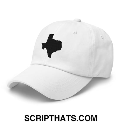 Texas State Silhouette Black Embroidered Unstructured Dad Hat White
